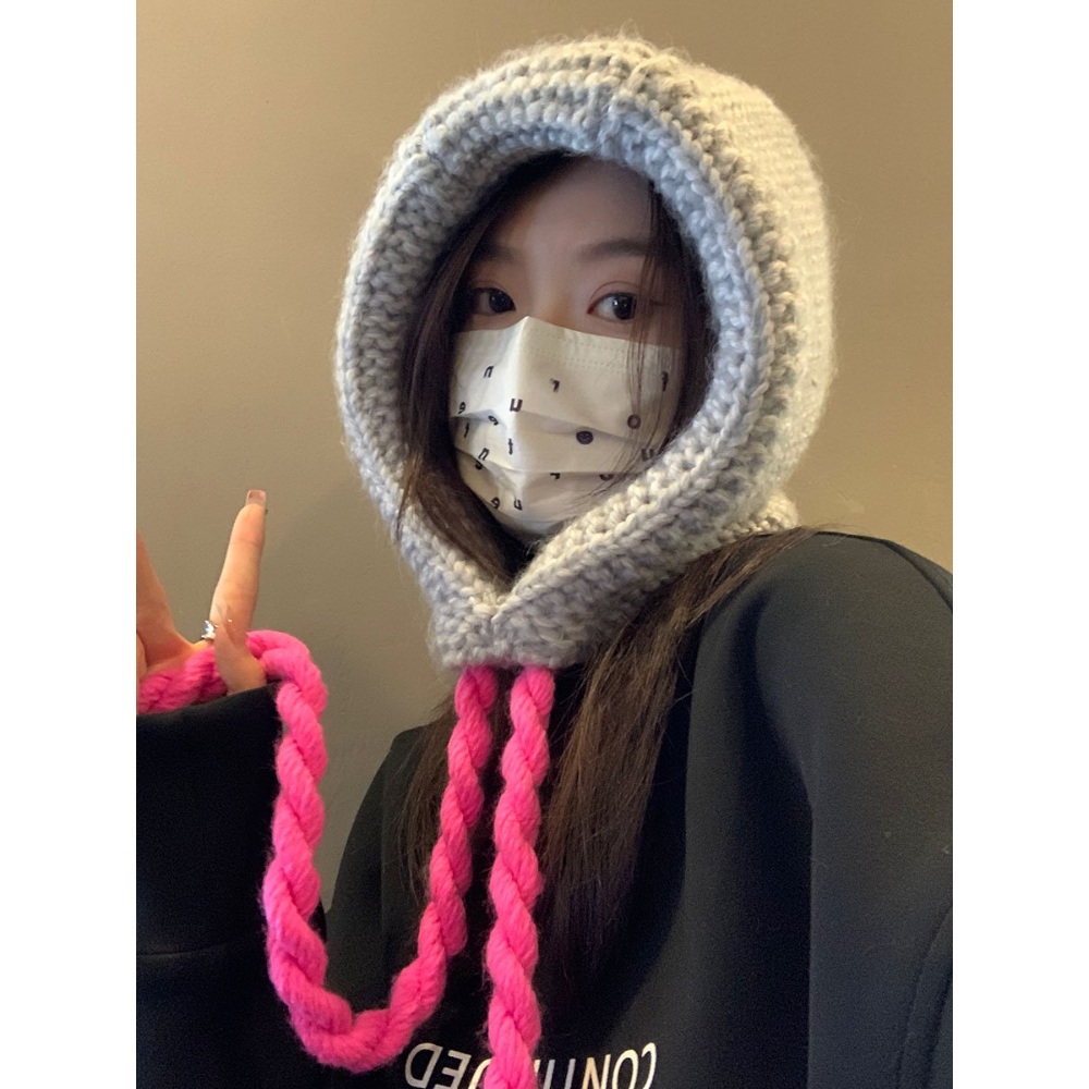 귀달이 바라클로버 니트 풀오버 모자 귀여운 따뜻한 코디 겨울 패션 스타일 아이돌 4컬러 - 상품 이미지