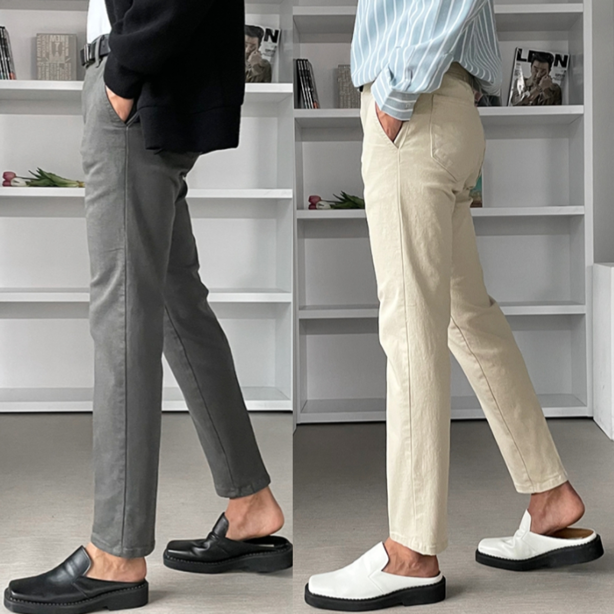 남자 봄 가을 하우젠 히든밴딩 일자 슬림 면바지 28-38