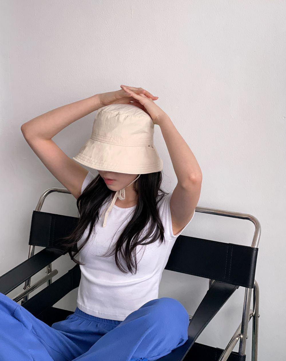 포레 벙거지모자 보넷 리본 턱끈 스트링 와이어 버킷햇 물놀이 휴가 바캉스(4color) 상세 이미지 6