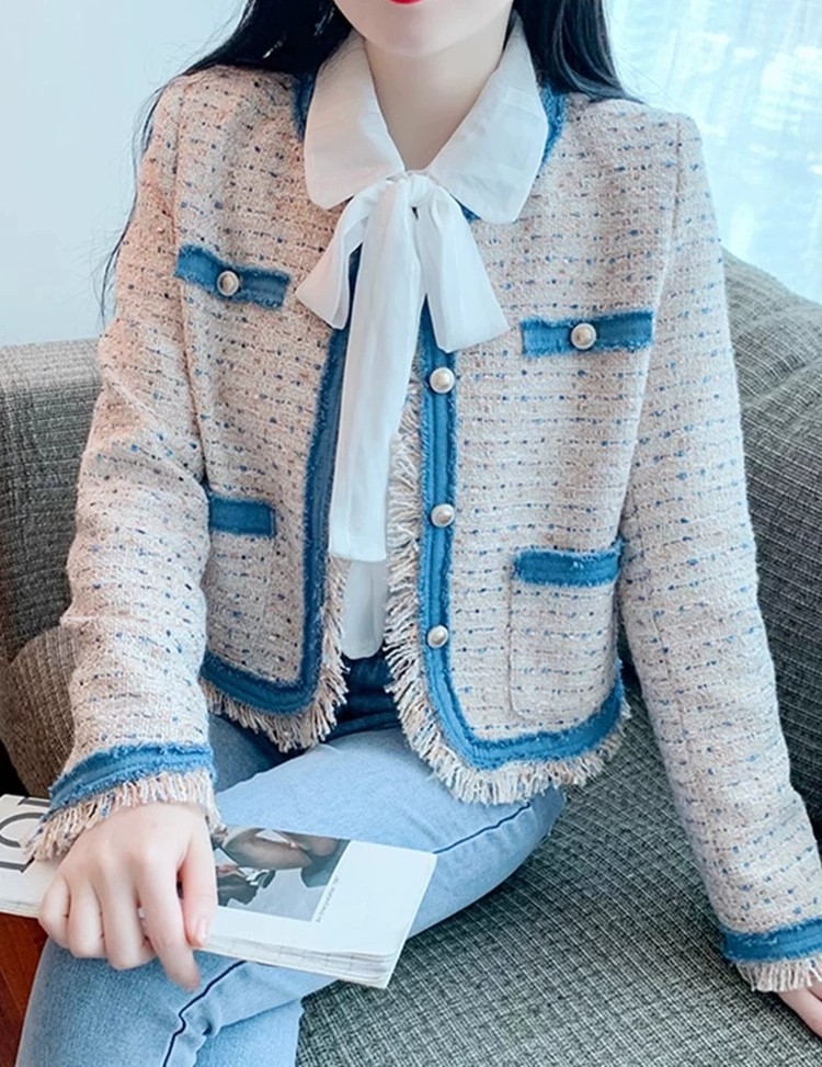 정장아우터 간절기 트위드 자켓 그런지룩 파스텔컬러 데일리재킷 페미닌 기본, 핑크, FREE(One size)