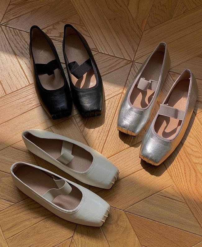 여성 가벼운 스퀘어 밴딩 플랫 슈즈 단화