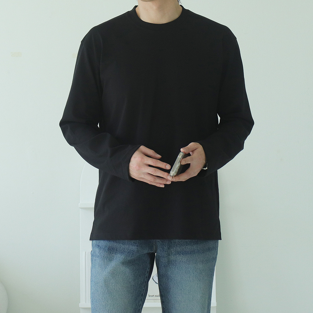 남자긴팔티 오버핏 수피마 레이어드티 남자쭉티 이미지 3