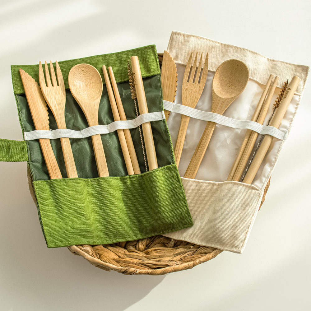 나누 캠핑수저세트 우드 숟가락 포크 젓가락 접이식 커트러리 1인용 세트 1+1