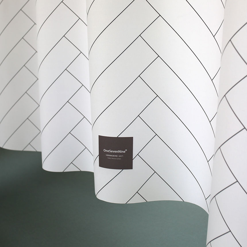 원세븐나인 패브릭 샤워커튼 헤링본 L (180X208cm)