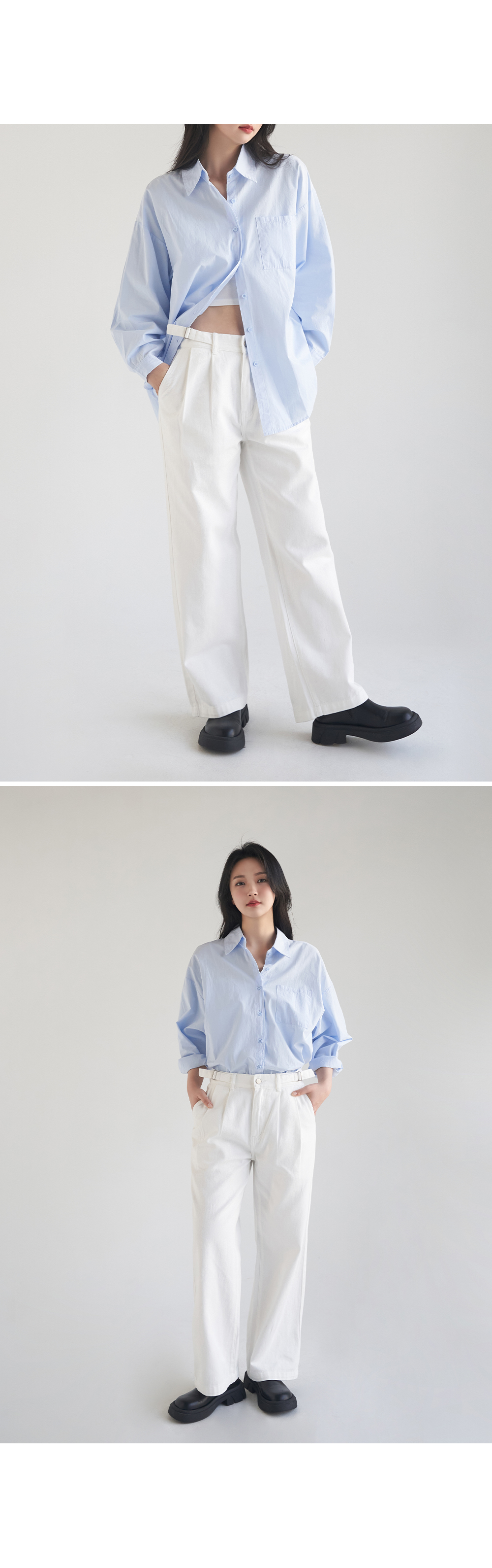 [MADE] 빅사이즈 S-4XL 허리조절 더블 버클 핀턱 와이드 코튼 팬츠 면바지 상세 이미지 30
