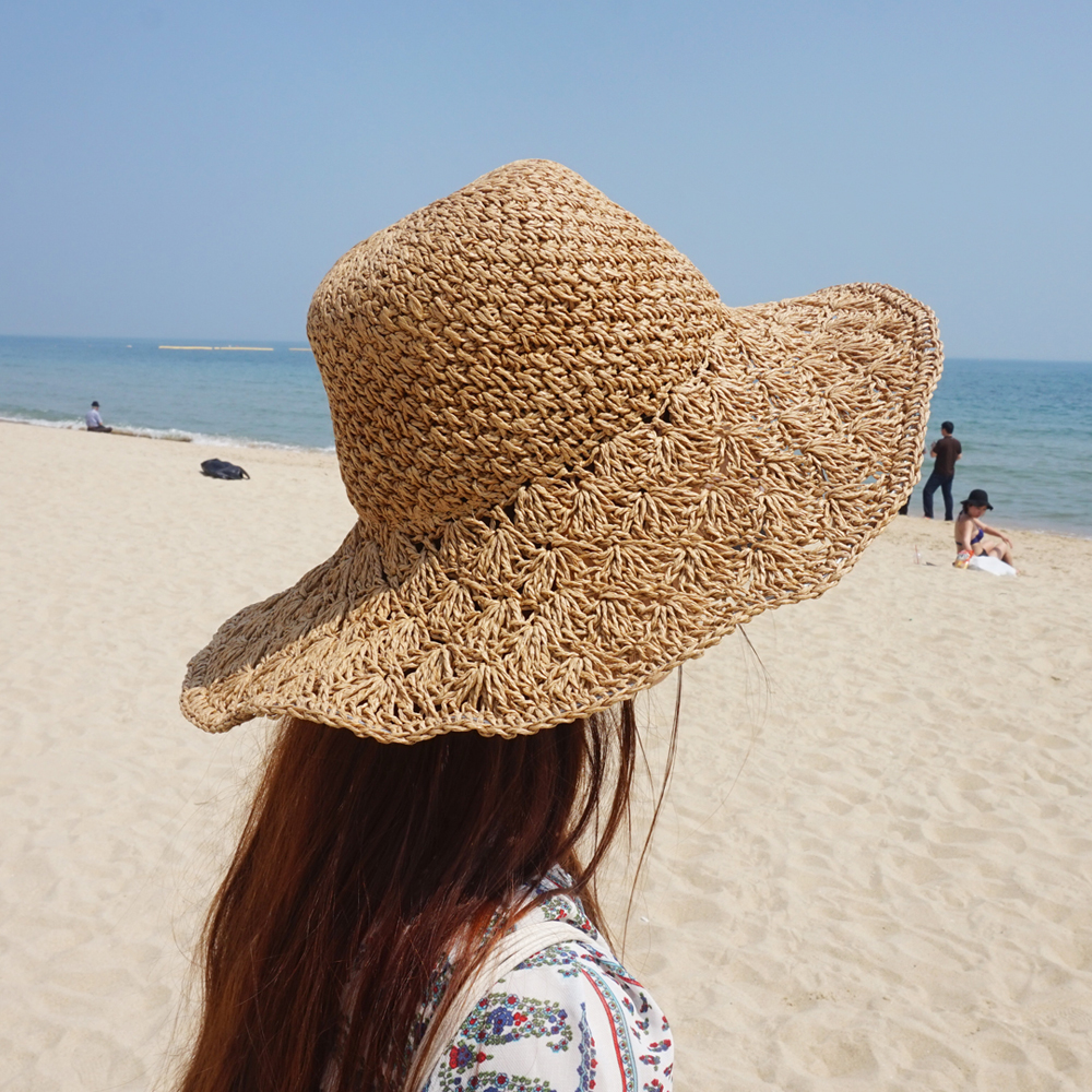 라탄 휴양지 챙넓은 밀짚모자 여성 버킷햇 썸머 벙거지 여자 여름모자 비치 플로피 라피아햇