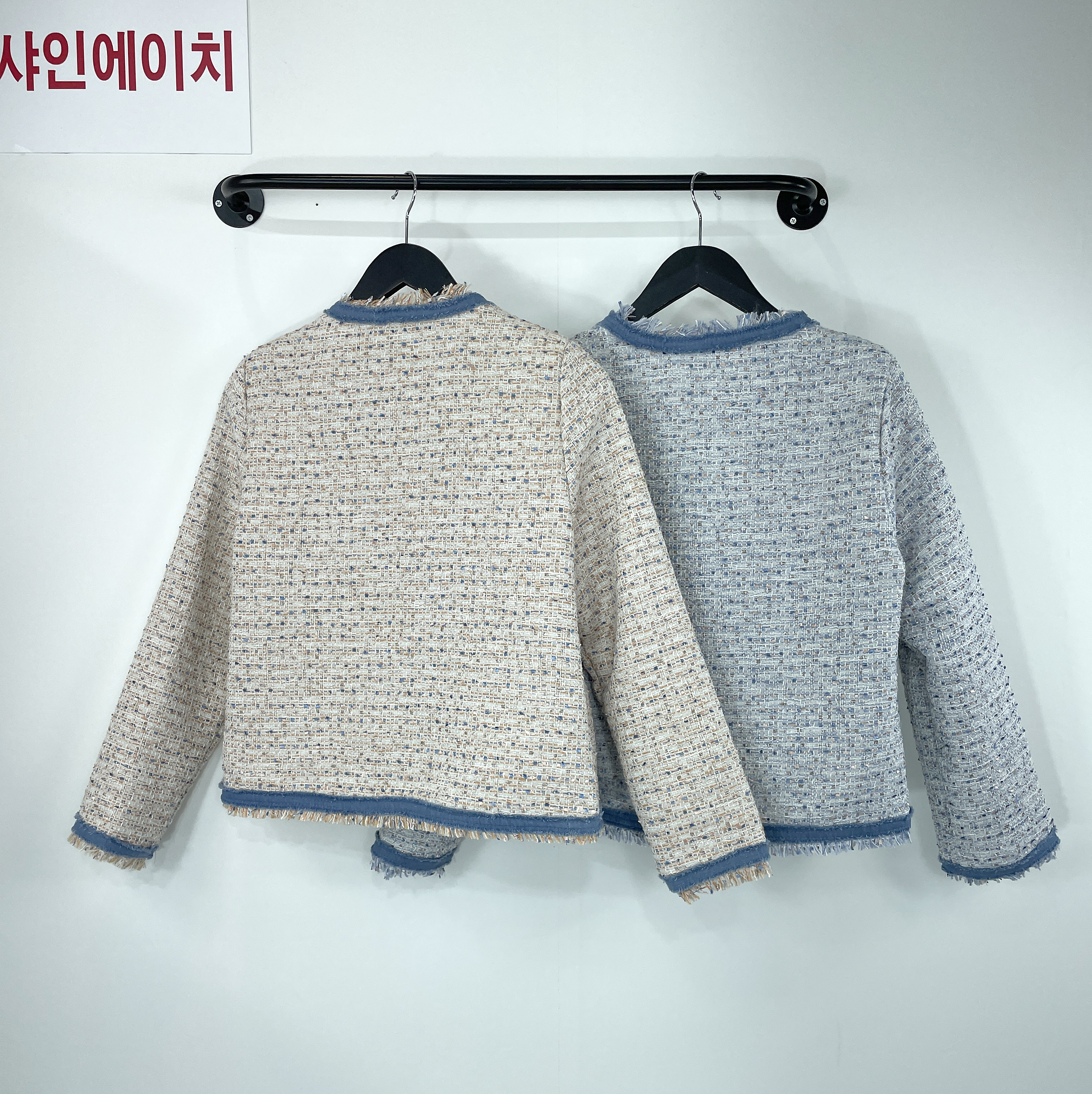 여성 오로라펄 데님배색 트위드 숏자켓 간절기 봄아우터 여자여자몰 이미지 4
