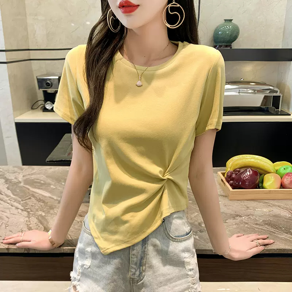반팔티 이너티셔츠 셔링 세미크롭티 민소매 이미지 3