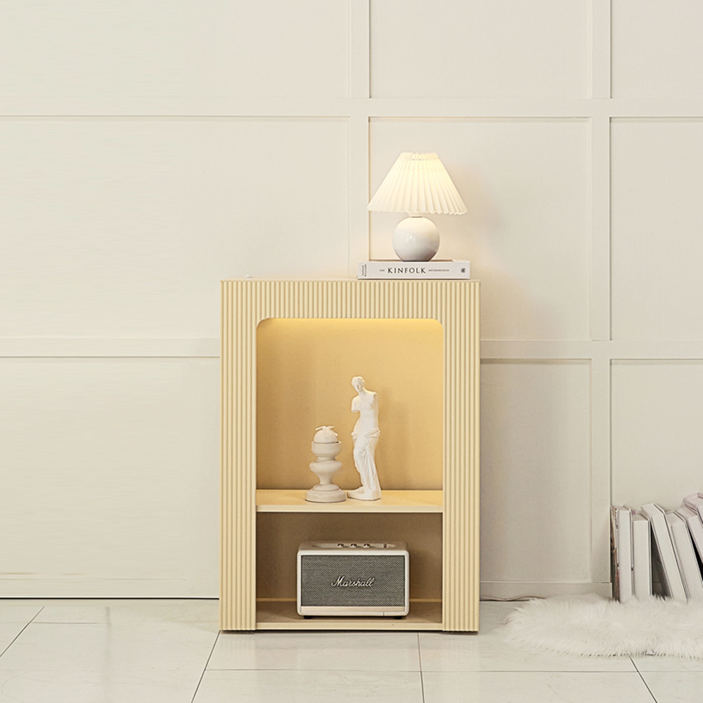 크림에그 벽난로콘솔 템바보드 코너 미니 led 벽난로 콘솔 수납장