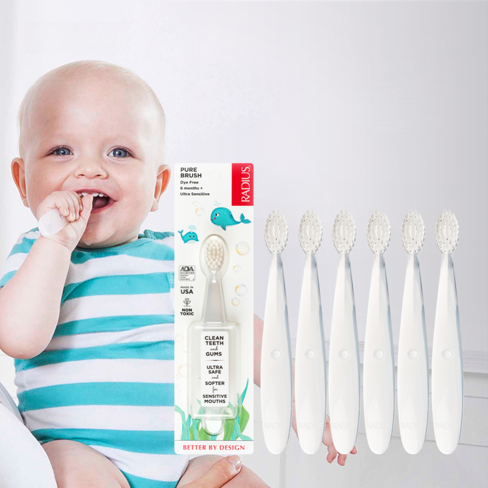 래디어스 퓨어베이비 6개 6개월-18개월 부드러운 아이 돌아기 칫솔