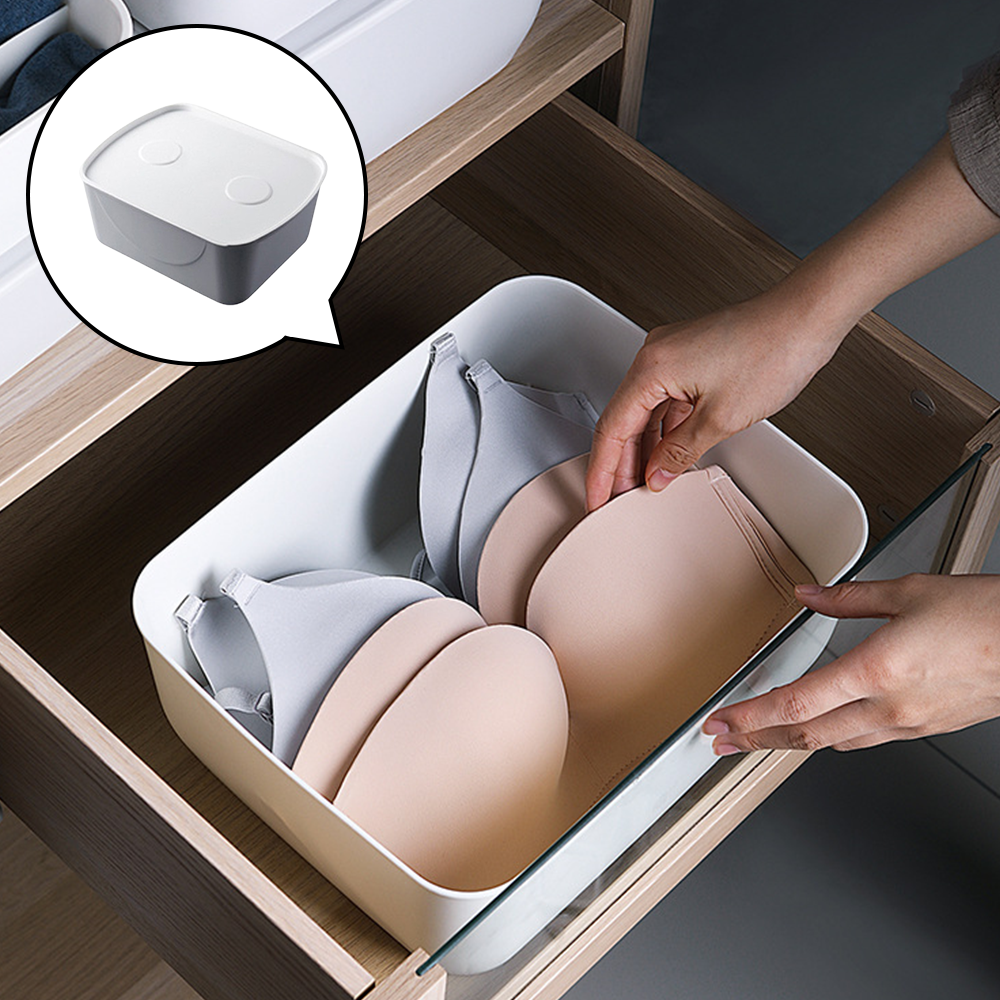 속옷정리함 양말 속옷 정리함 정리 수납 보관함 수납함 뚜껑있는 서랍장칸막이 베이지 1칸 - 메인 이미지