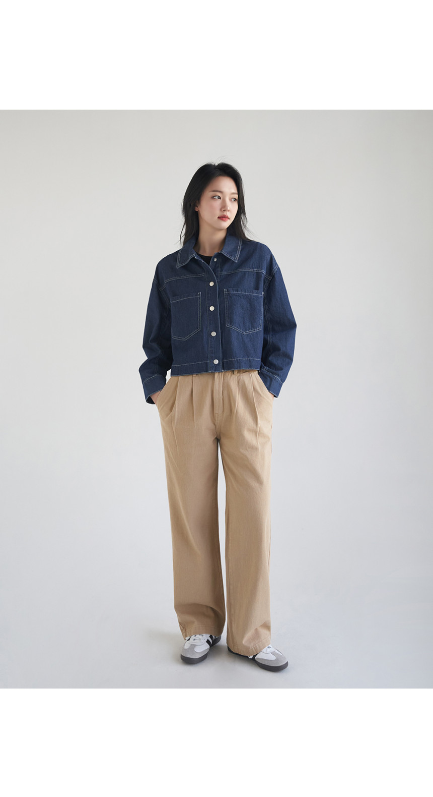 [MADE] 빅사이즈 S-4XL 허리조절 더블 버클 핀턱 와이드 코튼 팬츠 면바지 상세 이미지 24