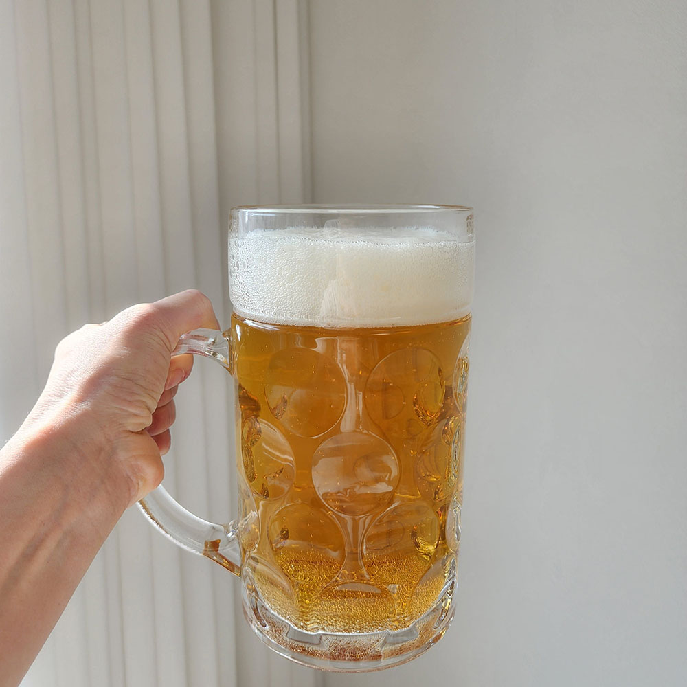 1.2L 대용량 큰 맥주잔 하이볼잔 손잡이 유리컵 1리터 비어 업소 호프 맥주컵