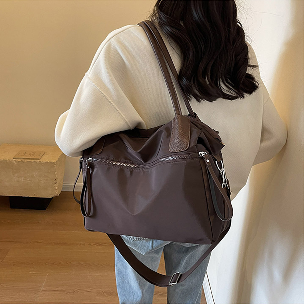 여성 가벼운 보부상가방 숄더백 나일론 스퀘어 쇼퍼백 텀블러 아이패드 가방 이미지 4