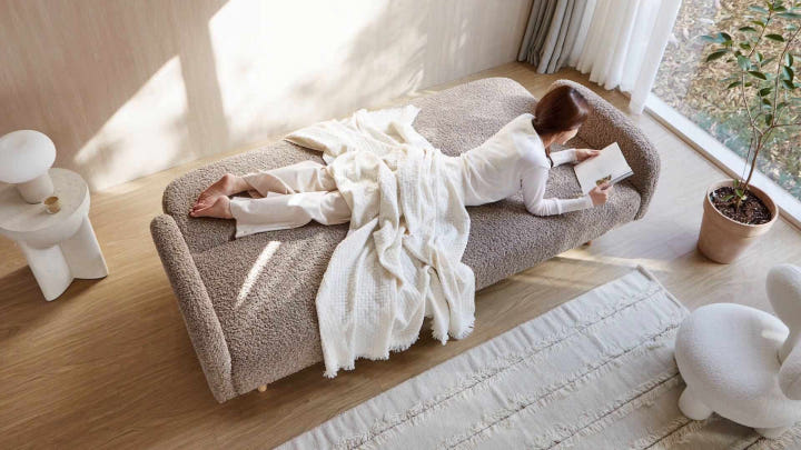 모던홈즈 트리밍 부클 패브릭 3인용 쇼파 접이식 데이베드 소파베드