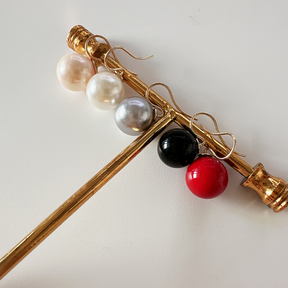 14K 10K 금귀걸이 진주 오닉스 산호 볼 귀걸이 10mm (변색없는 원석 무드)