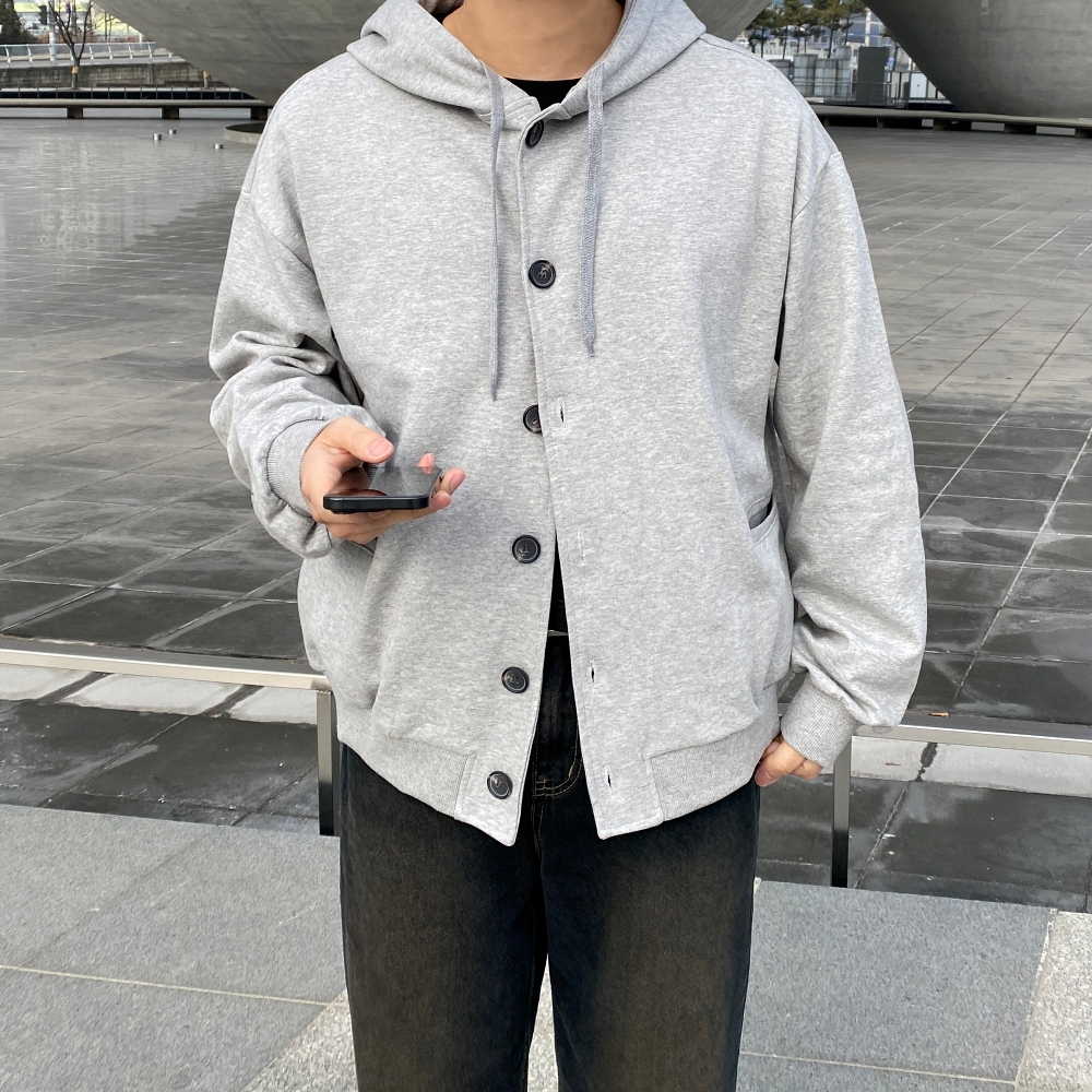 남자후드가디건 남자회색가디건 이미지 4