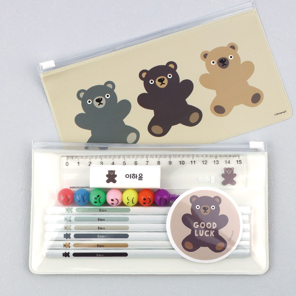주문제작 문구 세트 선물 토이베어 브라운 A세트 한글24 어린이집 신학기 유치원 입학 제품 이미지