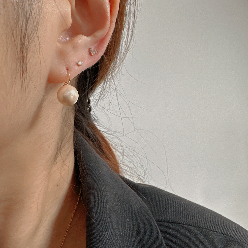 14K 10K 금귀걸이 진주 오닉스 산호 볼 귀걸이 10mm (변색없는 원석 무드)