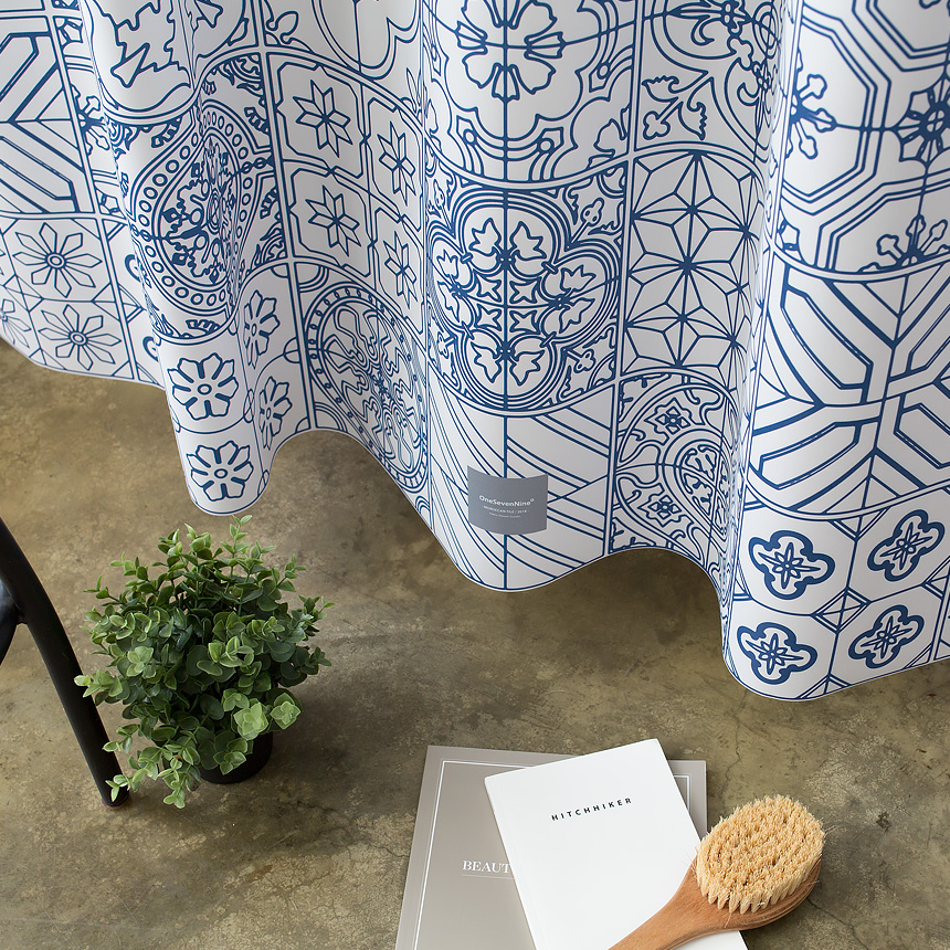 원세븐나인 패브릭 샤워커튼 모로칸 타일 L (180X208cm)