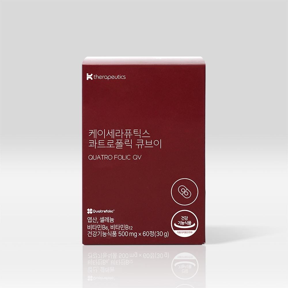 케이세라퓨틱스 콰트로폴릭 큐브이 활성형 엽산 영양제 셀레늄 60정, 1개