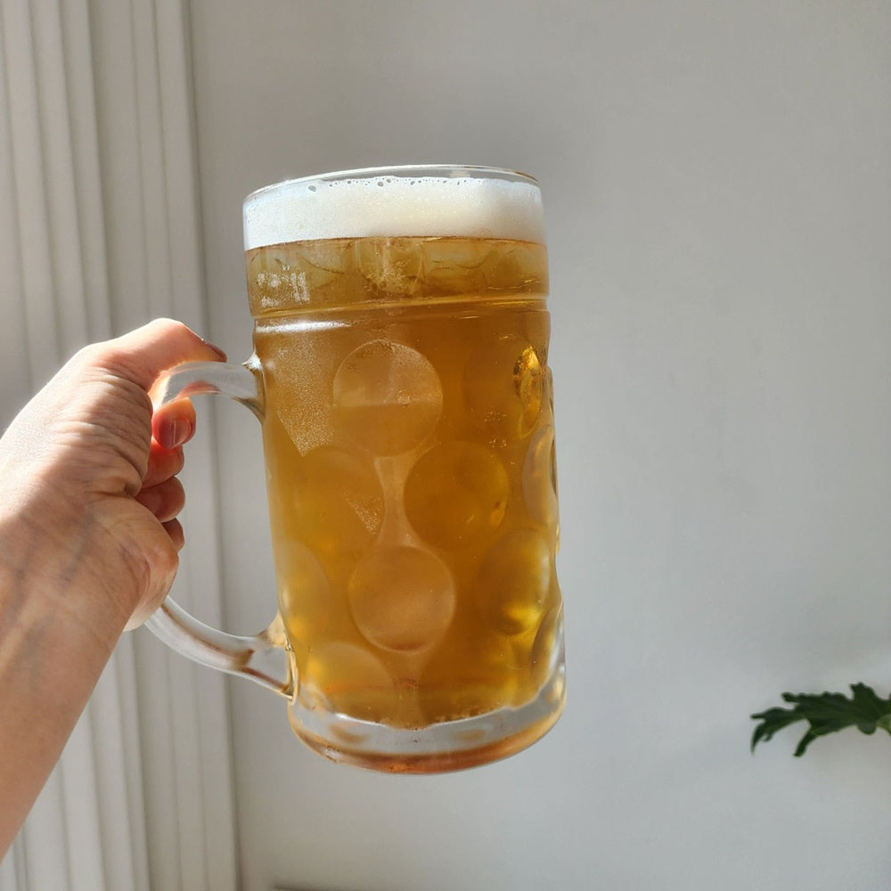 1.2L 대용량 큰 맥주잔 하이볼잔 손잡이 유리컵 1리터 비어 업소 호프 맥주컵 - 상세 이미지 4
