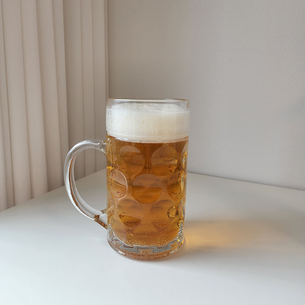 1.2L 대용량 큰 맥주잔 하이볼잔 손잡이 유리컵 1리터 비어 업소 호프 맥주컵 - 상세 이미지 2