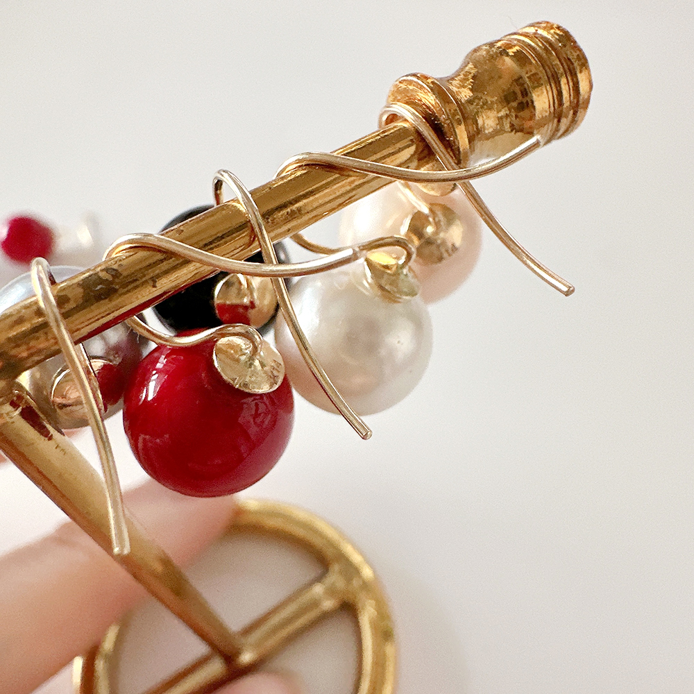 14K 10K 금귀걸이 진주 오닉스 산호 볼 귀걸이 10mm (변색없는 원석 무드)