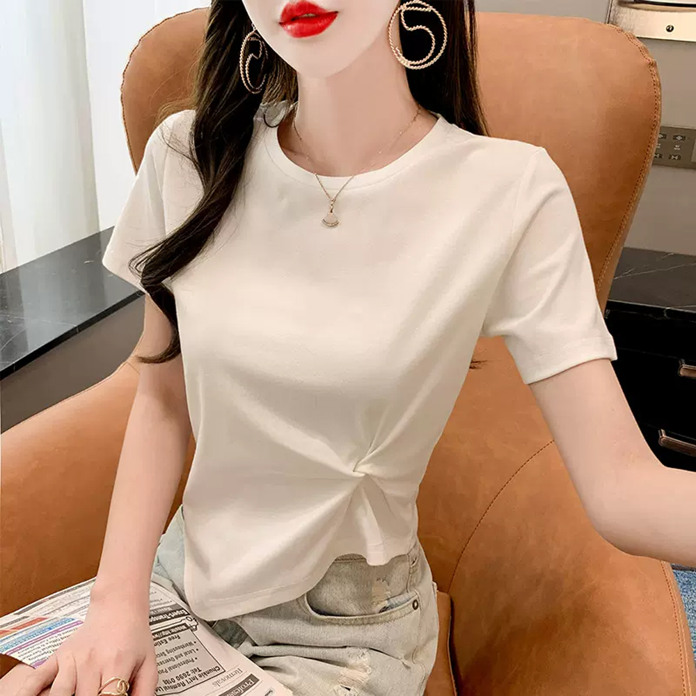 반팔티 이너티셔츠 셔링 세미크롭티 민소매 이미지 2
