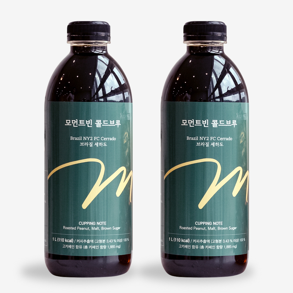 모먼트빈 콜드브루 더치커피 원액 1L X 2병 액상 커피 답례품 브라질