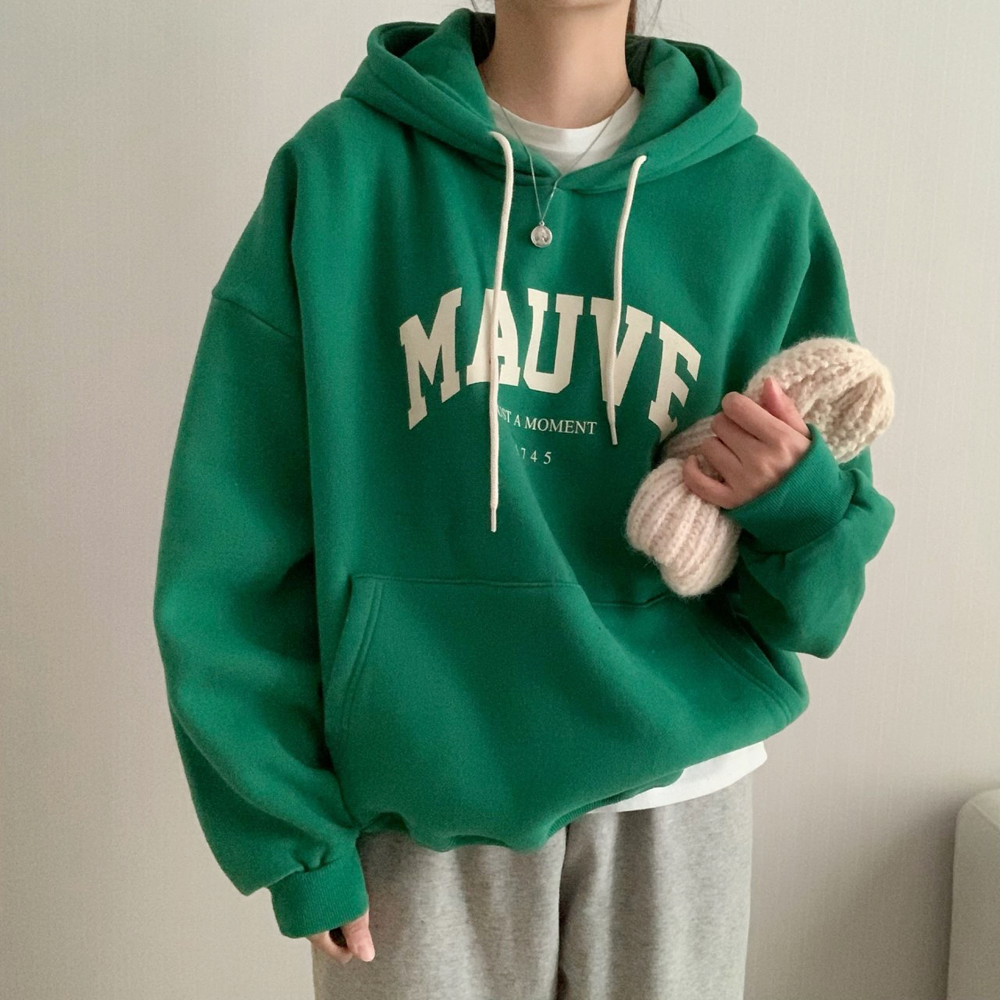 오버핏 모브 레터링 프린팅 여성 후드티 레이어드 가을 티셔츠 여자 맨투맨 박스티