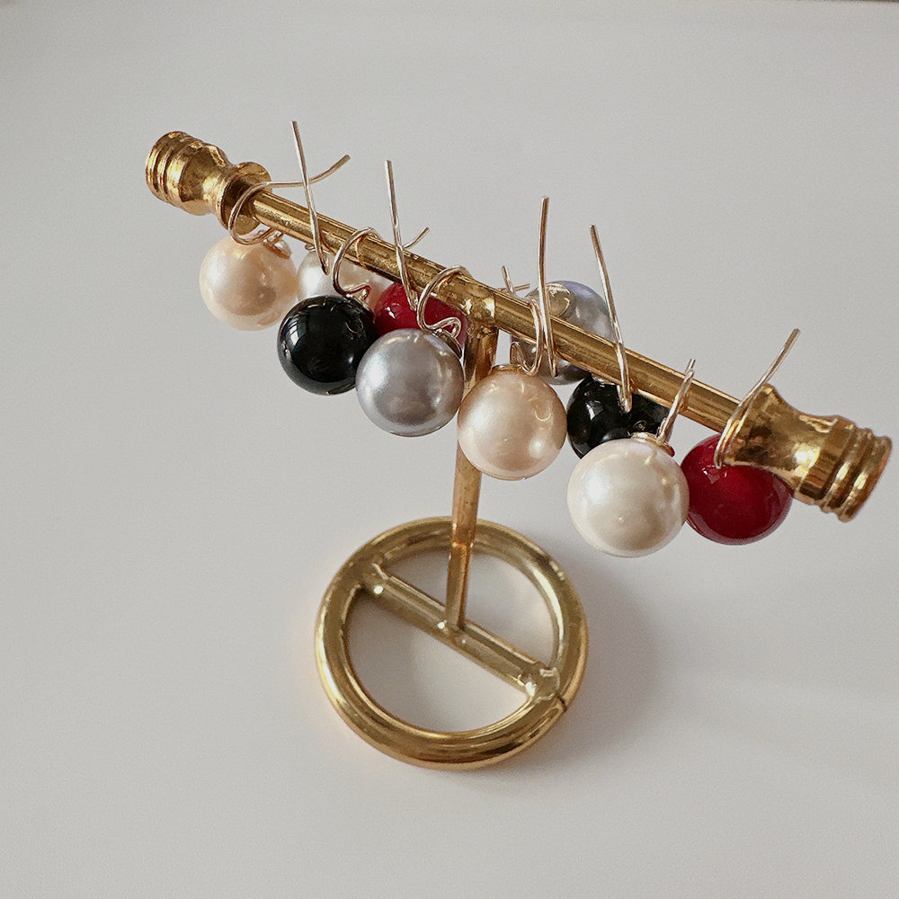 14K 10K 금귀걸이 진주 오닉스 산호 볼 귀걸이 10mm (변색없는 원석 무드)