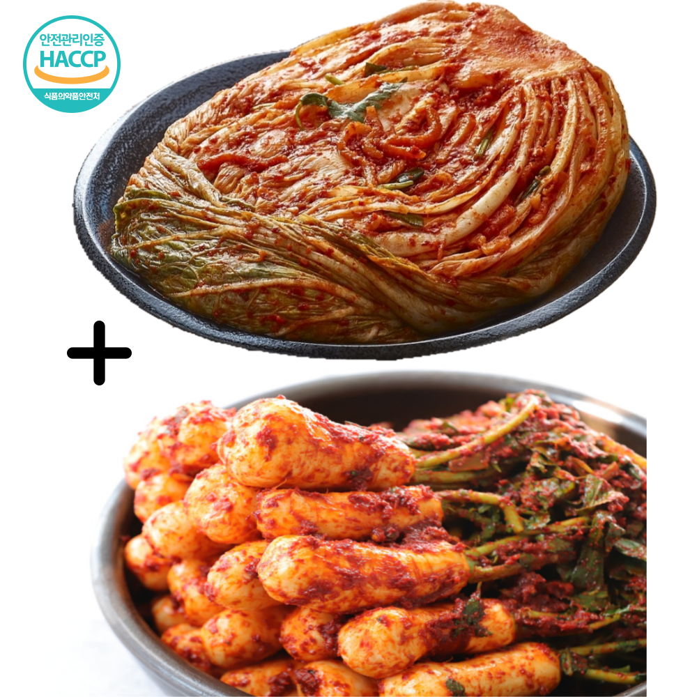 마켓일품 김치세트4 (배추포기김치 3kg+총각김치 1kg) 국내산 100% - 메인 이미지