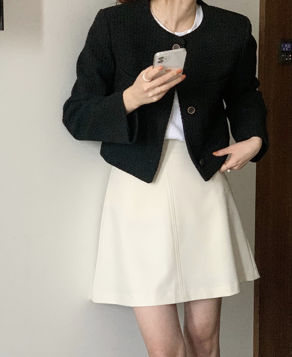 치스트 노카라 라운드넥 트위드 자켓 이미지 2