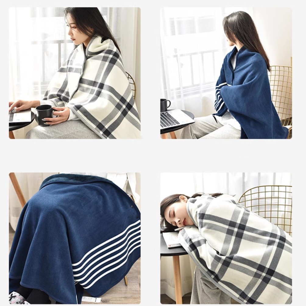 휠체어 병원 병원용 담요 극세사 똑딱이 담요 어깨 망토 담요 - 메인 이미지