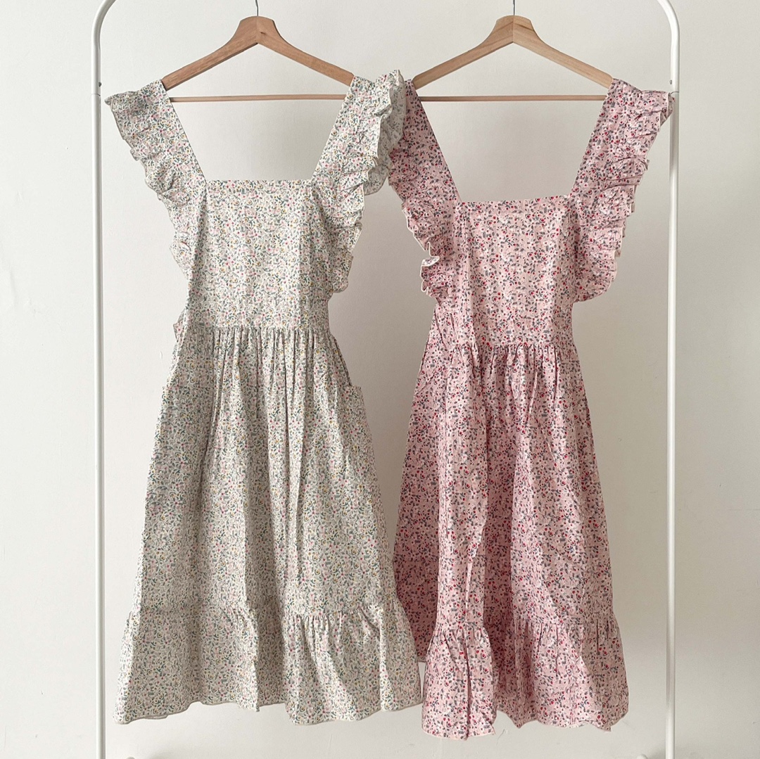 유라이 수미네 반찬 잔꽃 플라워 에이프런 프릴 공주 어린이집 보육원 꽃집 카페 국내제작 수미쌤 앞치마 6ver