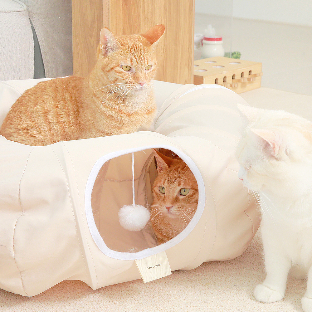 소심한호랑이 고양이장난감 빼꼼터널 고양이터널 숨숨집 [털이 박히지 않는 소재]