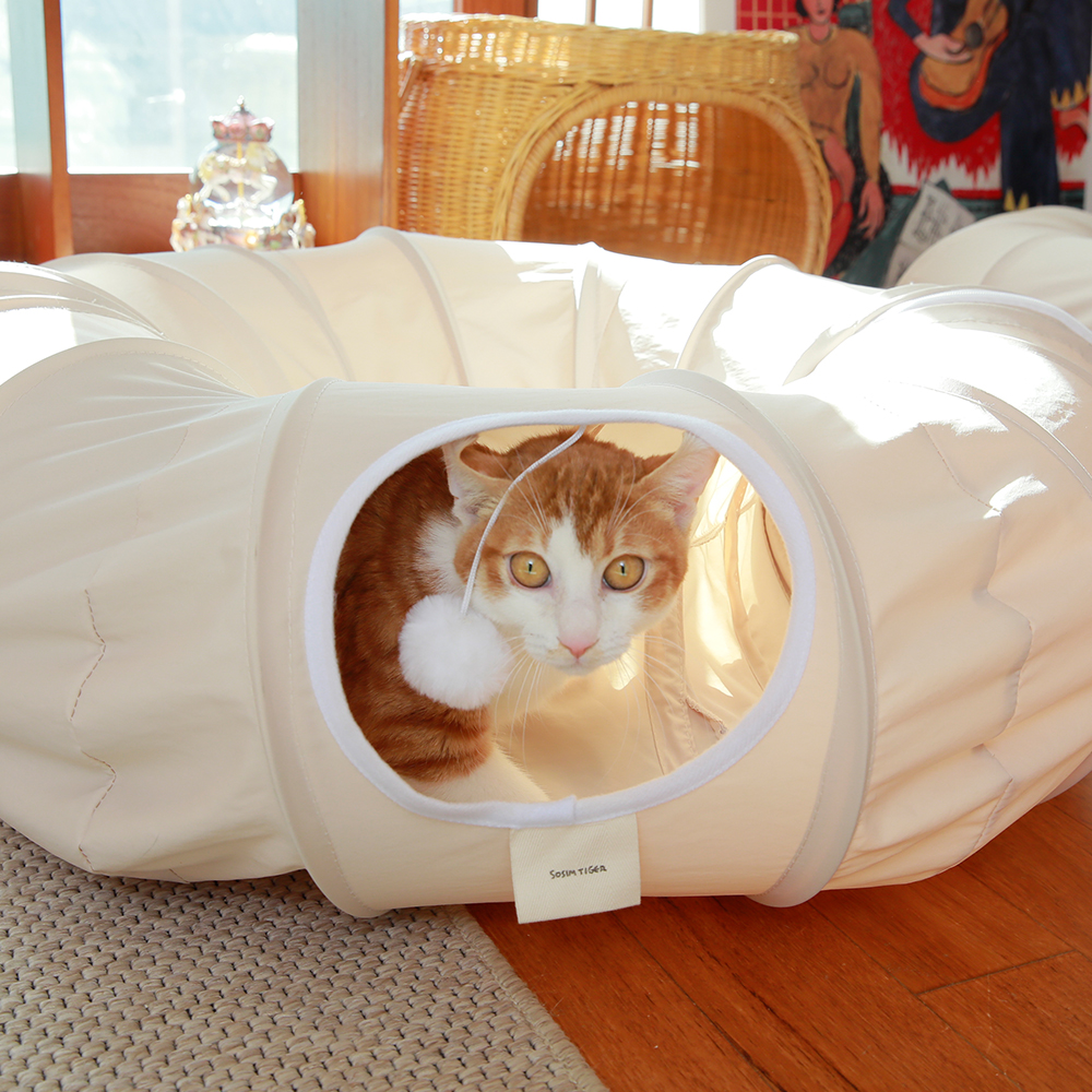 소심한호랑이 고양이장난감 빼꼼터널 고양이터널 숨숨집 [털이 박히지 않는 소재]