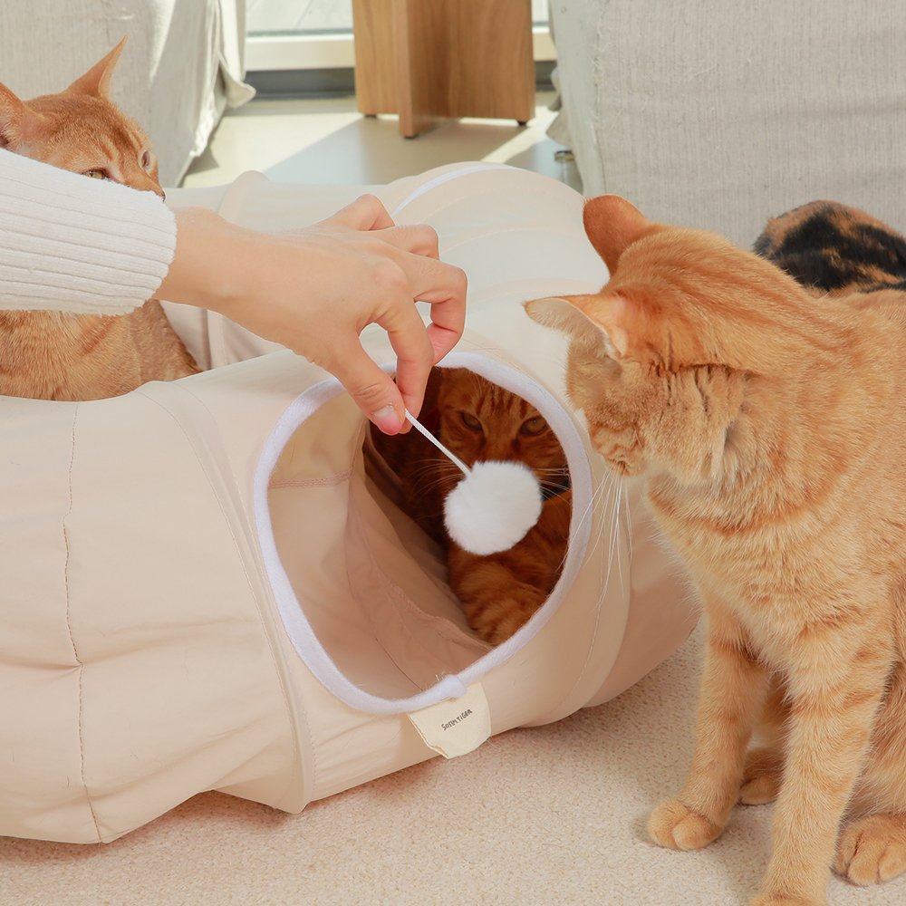 소심한호랑이 고양이장난감 빼꼼터널 고양이터널 숨숨집 [털이 박히지 않는 소재]