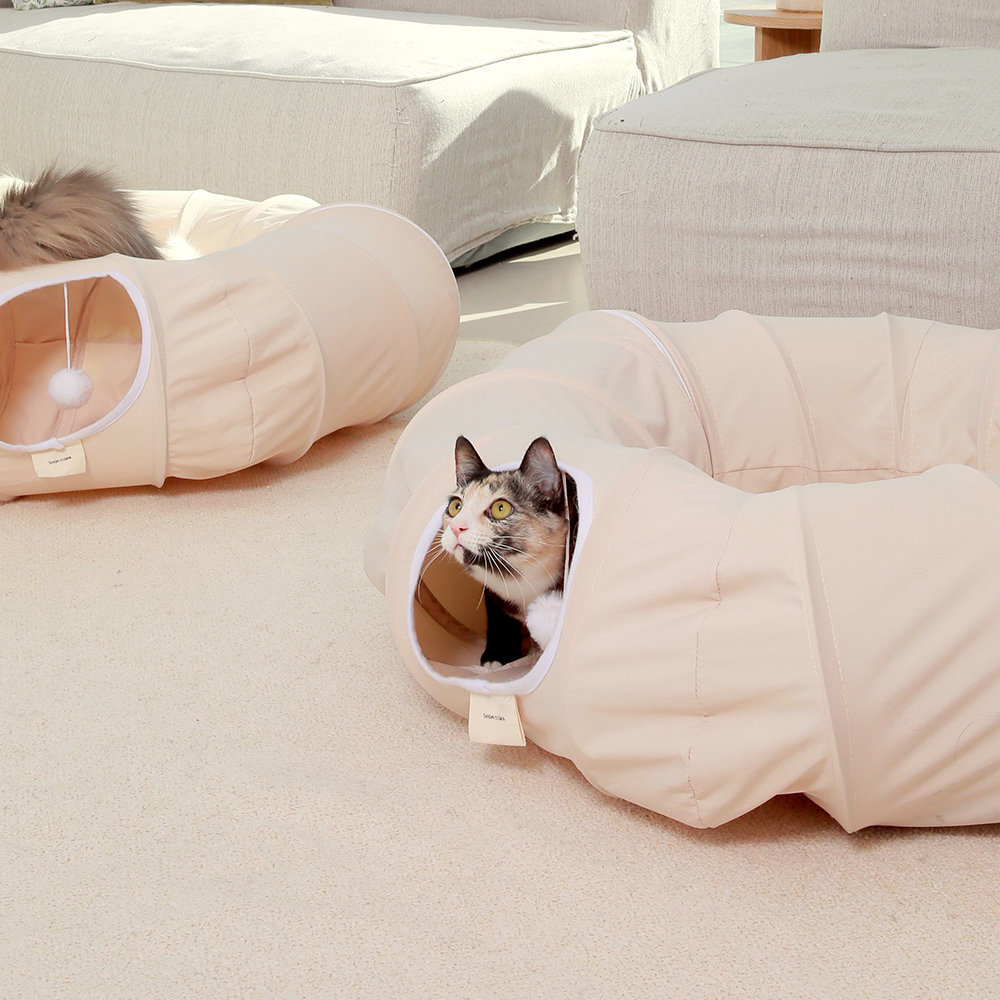 소심한호랑이 고양이장난감 빼꼼터널 고양이터널 숨숨집 [털이 박히지 않는 소재]
