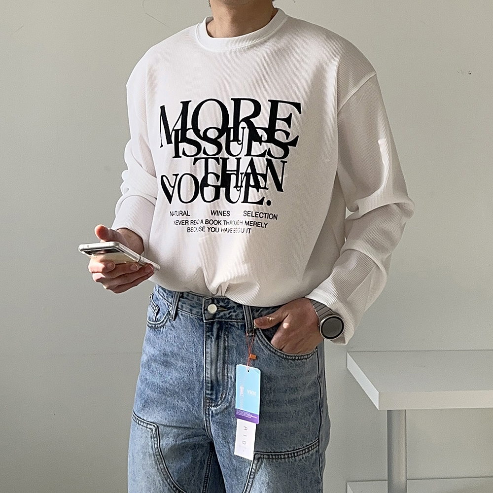 남자긴팔티셔츠 오버핏 구김없는 이너 레이어드 티셔츠 이미지 2