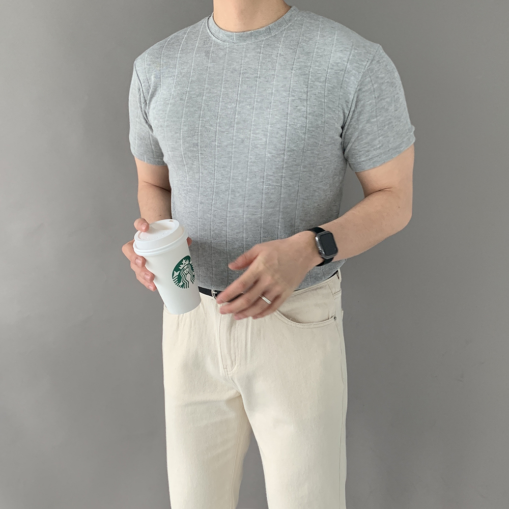 남성여름니트 머슬핏니트반팔 이미지 2