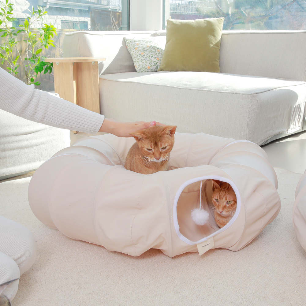 소심한호랑이 고양이장난감 빼꼼터널 고양이터널 숨숨집 [털이 박히지 않는 소재]