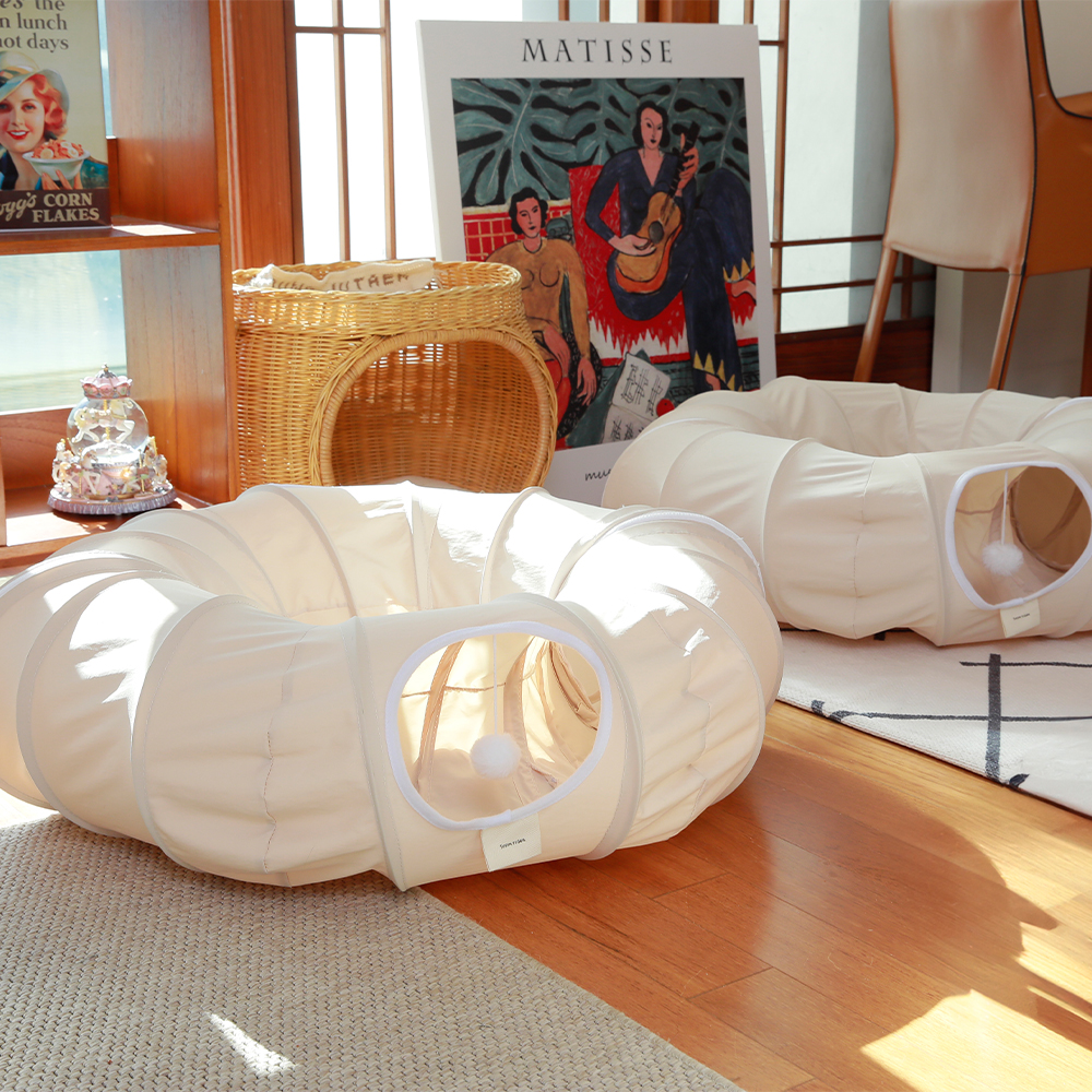 소심한호랑이 고양이장난감 빼꼼터널 고양이터널 숨숨집 [털이 박히지 않는 소재]