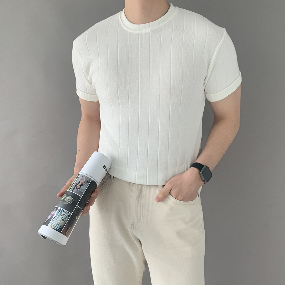 1+1 남성여름니트 머슬핏니트반팔 이미지 2