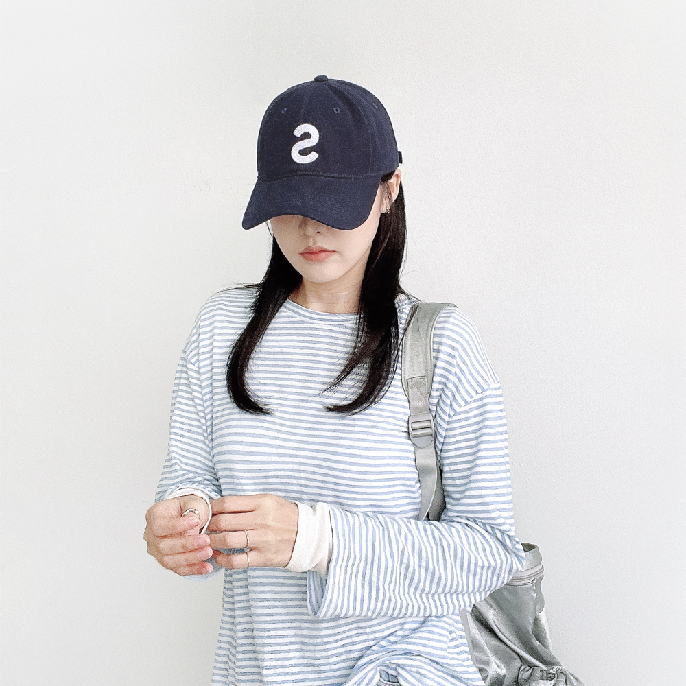 알파벳 에스 코튼면 남자여자 야구 볼캡 모자 - 상세 이미지 2