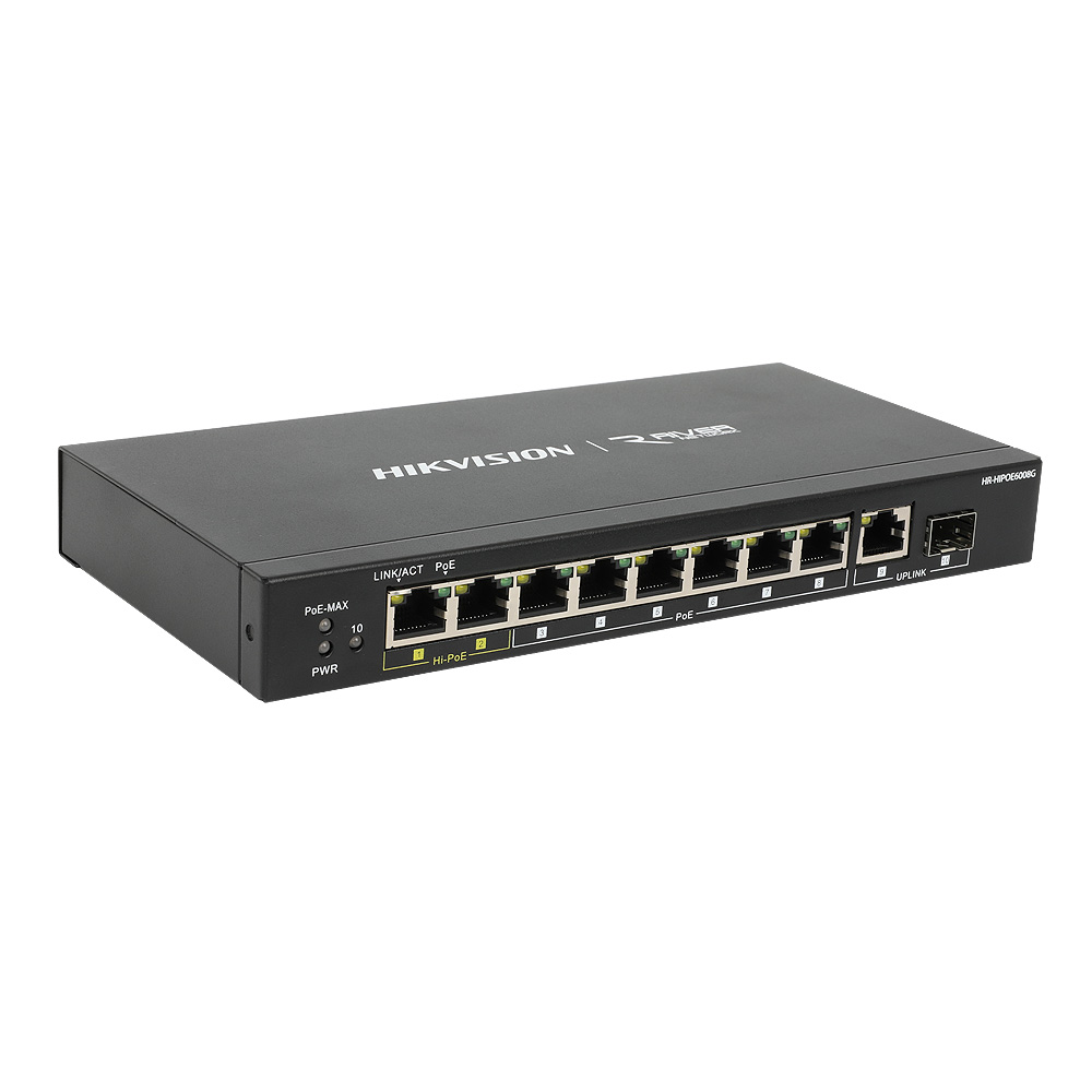 하이크 비전 HR-HIPOE6008G Hi PoE허브 기가 스위칭허브 110W 8포트 업링크 SFP - 상세 이미지 2