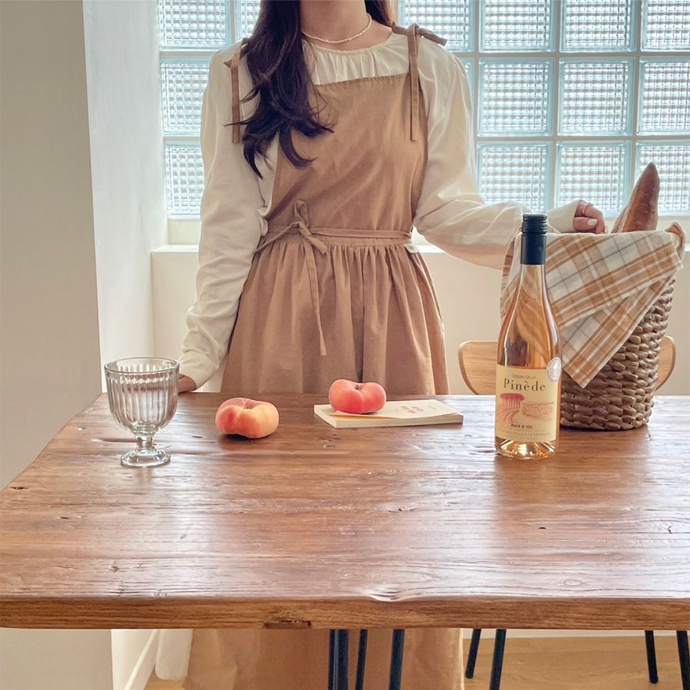 아미앙스 앞치마 예쁜 어린이집 카페 주방 리본 에이프런 - 상세 이미지 3