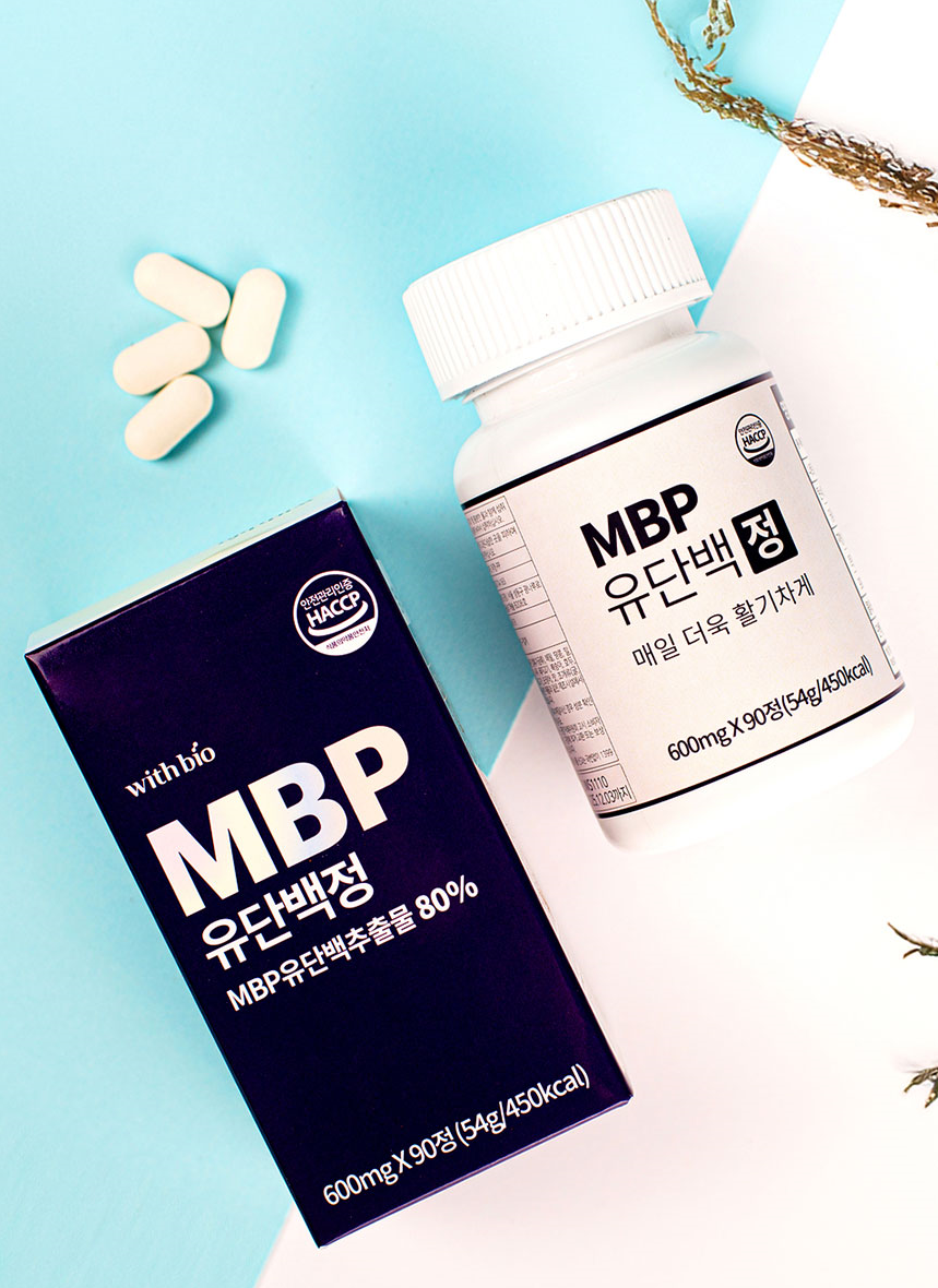 위드바이오 MBP 유단백정 600mg X 90정 3개월분 단백질보충제 초록잎홍합 우슬 유산균 함유