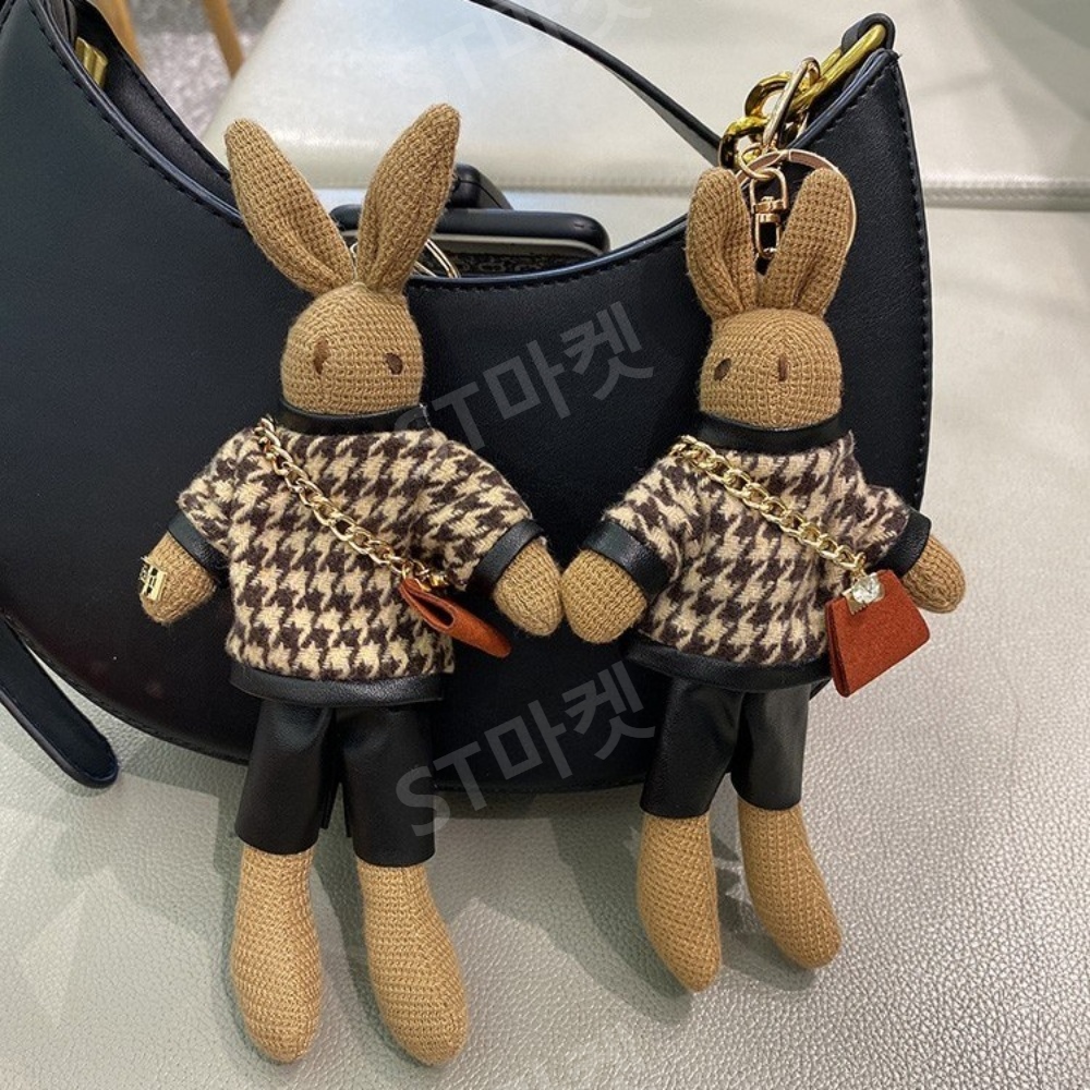 토끼 가방 장식 가방걸이 고급 키링 펜던트 귀여운 봉제 인형 여성 하이 엔드 열쇠 고리 - 상세 이미지 4